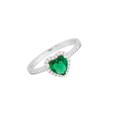 Anillo Halo Corazón Verde