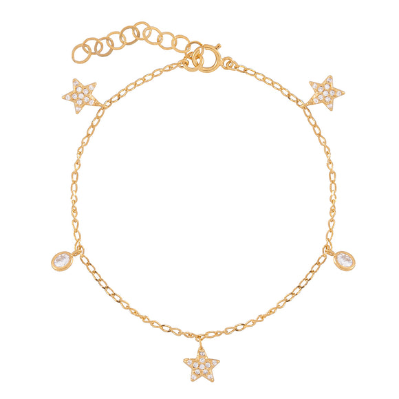plata, joyeria, pulsera, estrellas, baño de oro