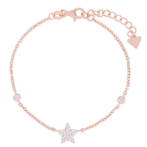 plata, joyeria, pulsera, estrella, oro rosa